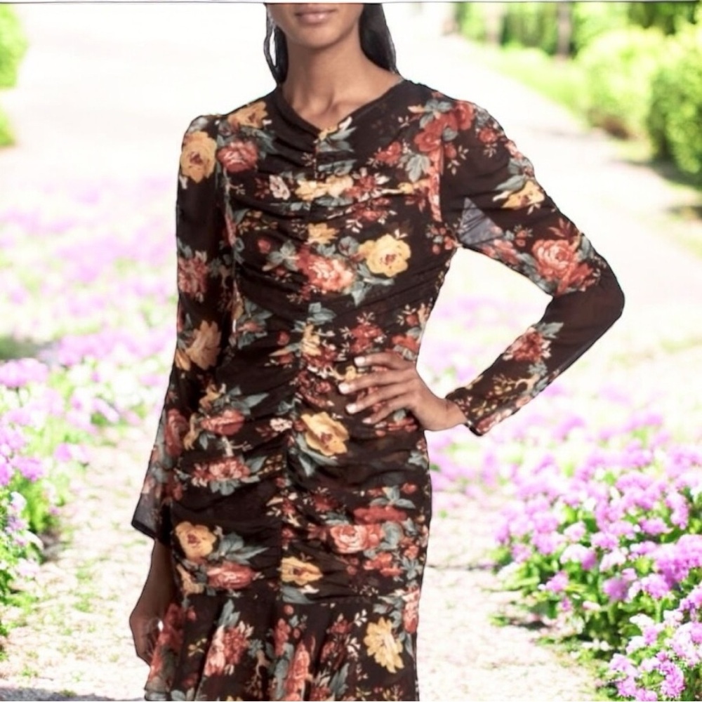 VERONICA BEARD Black Hedera Floral Mini Dress Size 0